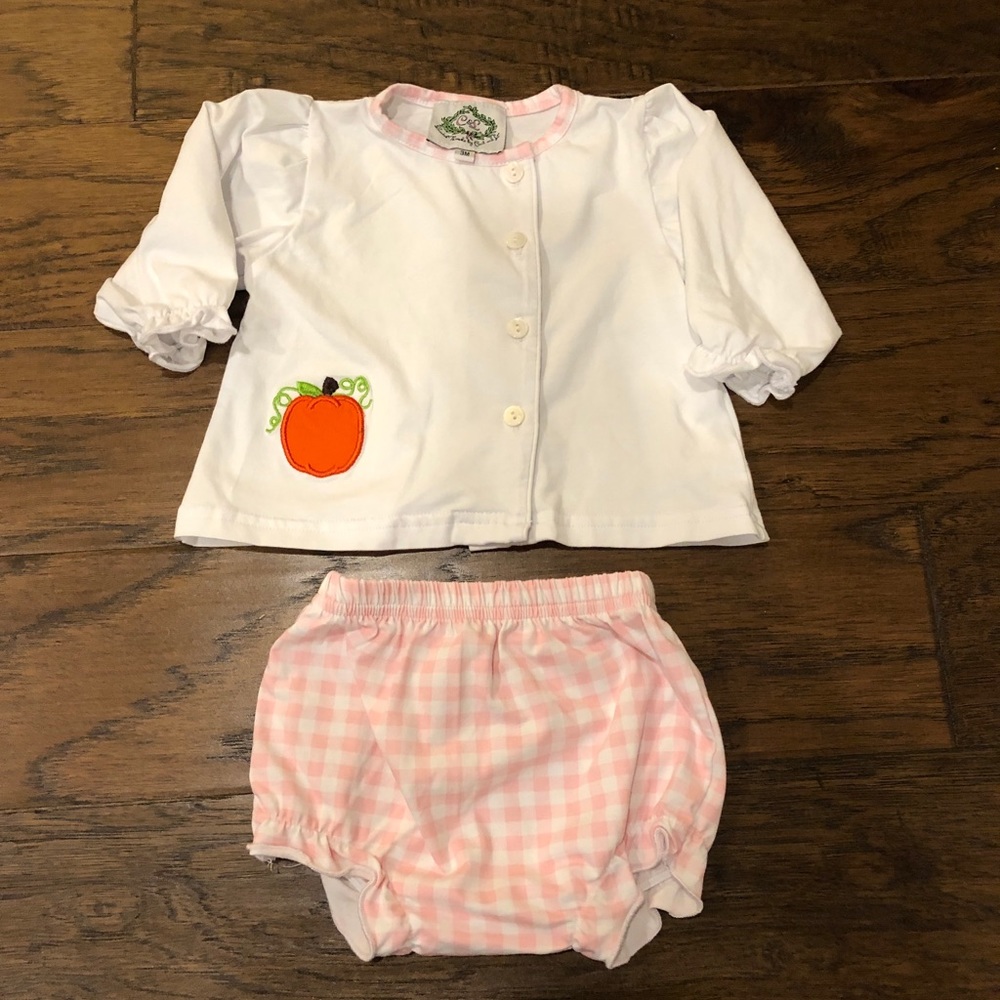 Cecil and Lou Pink Check Pumpkin Diaper Set